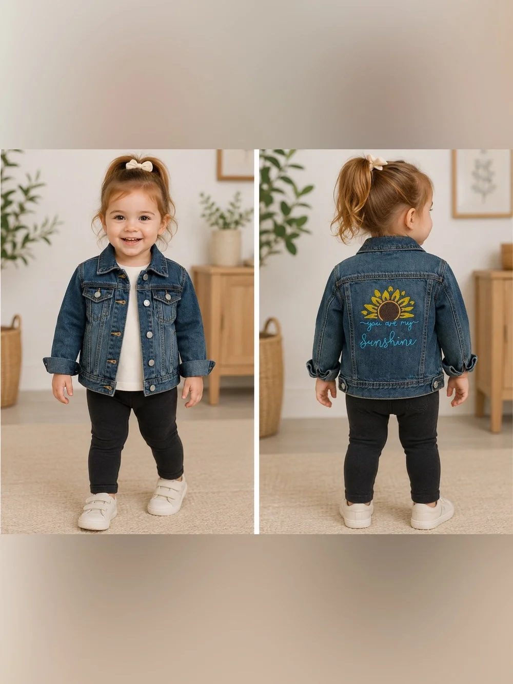 Vintage Baby Gap 1969 Toddler Size 3 Denim Jacket Hand-Painted Sunflower NWOT
